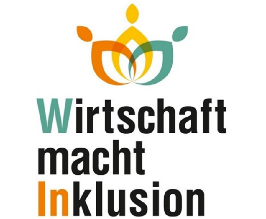 Ein Slogan mit dem Schriftzug des Preises: Wirtschaft macht Inklusion