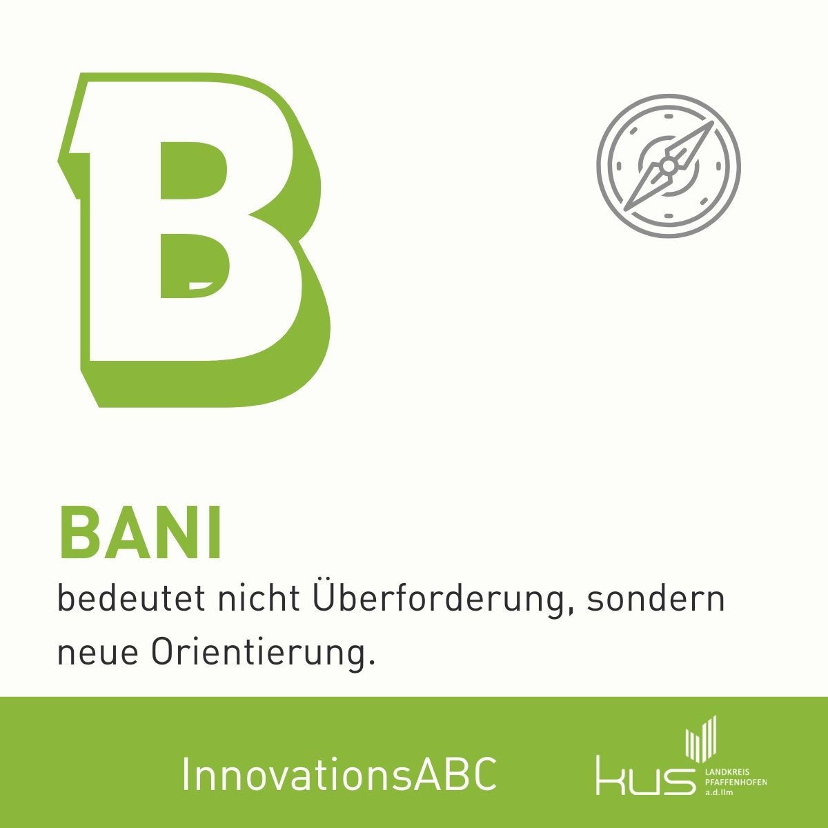B Buchstabe mit dem Erklärungstext unten